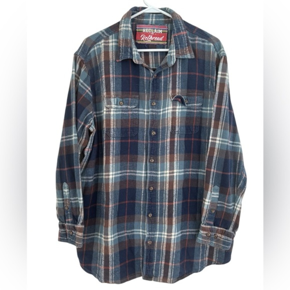 Reclaim & Rethread Plaid Button Down with Beatles on‎ Back Cotton Size Unknown